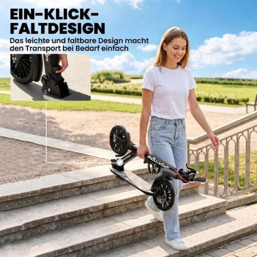 Patinete elétrico Welltin dobrável altura regulável rodas PU 200 mm duplo travão