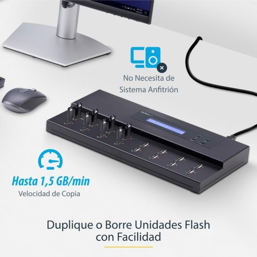 Duplicador USB StarTech.com 1:15 Clonador Autónomo 1,5 GB/min Pantalla LCD