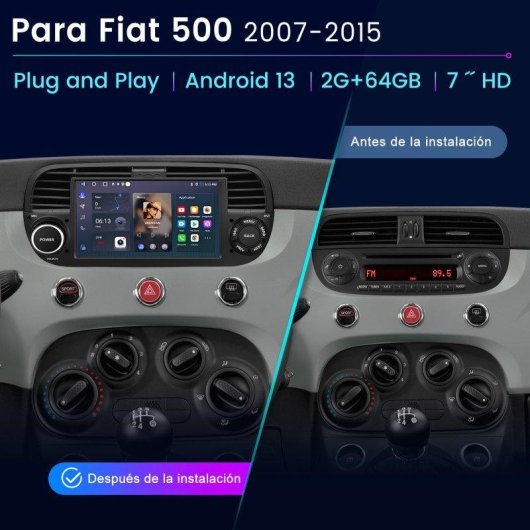 Autoradio Junsun Android 15 2GB+64GB CarPlay GPS DAB+ Fiat 500