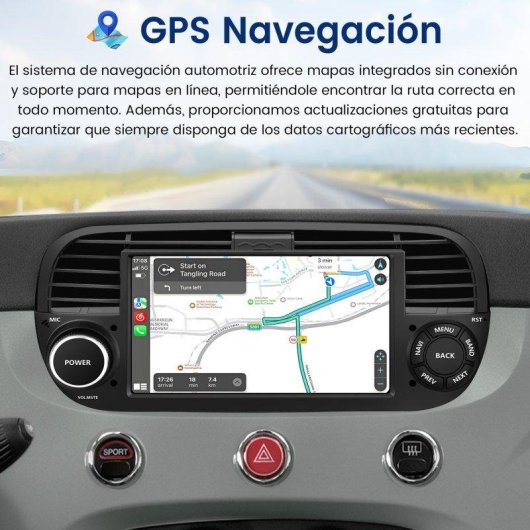 Autoradio Junsun Android 15 2GB+64GB CarPlay GPS DAB+ Fiat 500