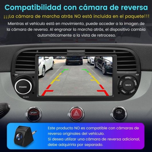 Autoradio Junsun Android 15 2GB+64GB CarPlay GPS DAB+ Fiat 500