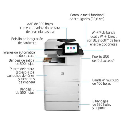 Multifunción HP M776dn Laser Color Ethernet WiFi Dúplex Escáner A3
