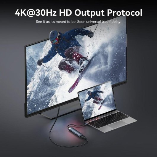 Station d'accueil Vention THJHB 6-en-1 USB-C HDMI 4K/USB 3.0/SD/PD Gris