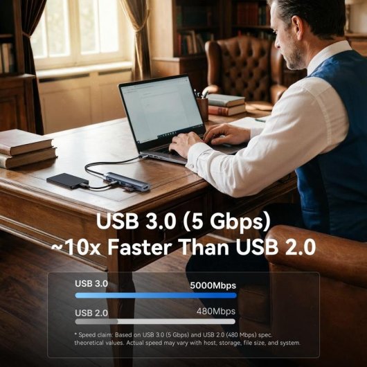 Station d'accueil Vention THJHB 6-en-1 USB-C HDMI 4K/USB 3.0/SD/PD Gris