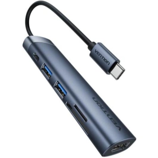 Station d'accueil Vention THJHB 6-en-1 USB-C HDMI 4K/USB 3.0/SD/PD Gris