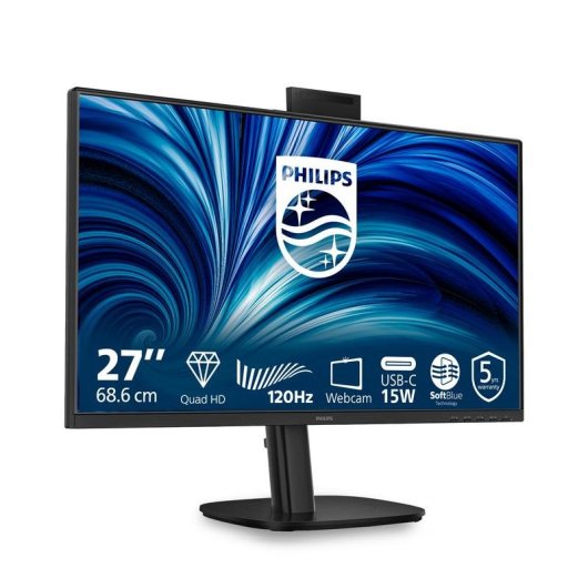 Monitor Philips 27B2N3500JH 27" Quad HD 120Hz IPS Webcam USB-C Altura Ajustable
