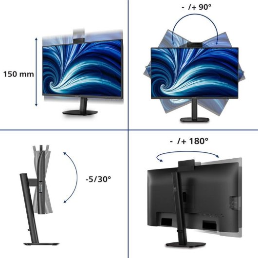 Monitor Philips 27B2N3500JH 27" Quad HD 120Hz IPS Webcam USB-C Altura Ajustable