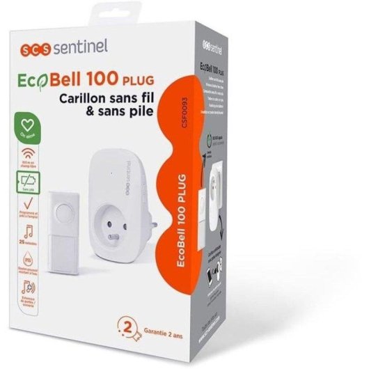 Campanello SCS SENTINEL Ecobell 100 Plug wireless esterno IP55 100 m 25 melodie