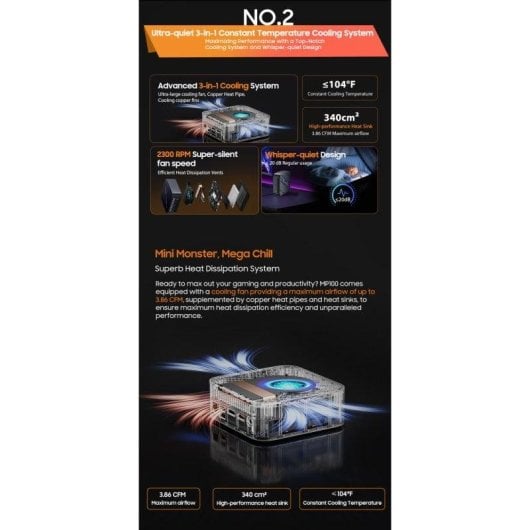 Mini PC Blackview MP100 AMD Ryzen 5 7430U 16GB 512GB SSD Radeon Windows 11 Pro Triple Pantalla