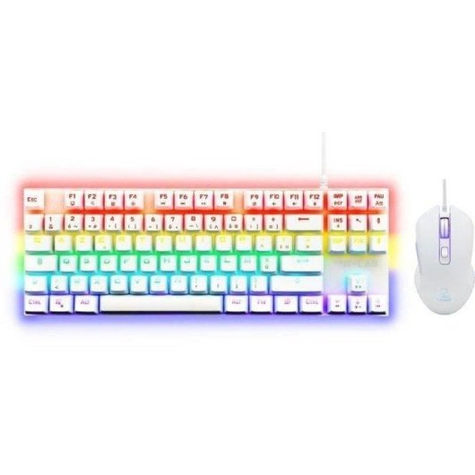 Tastatur The G-lab Combo Mercury Weiß TKL Azerty Rote Switches RGB