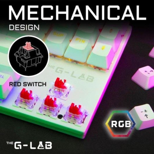 Tastatur The G-lab Combo Mercury Weiß TKL Azerty Rote Switches RGB