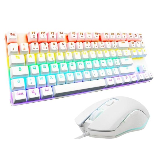 Tastatur The G-lab Combo Mercury Weiß TKL Azerty Rote Switches RGB