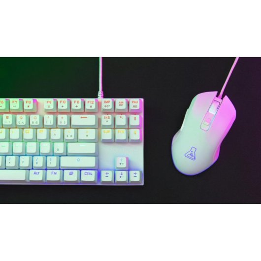 Tastatur The G-lab Combo Mercury Weiß TKL Azerty Rote Switches RGB