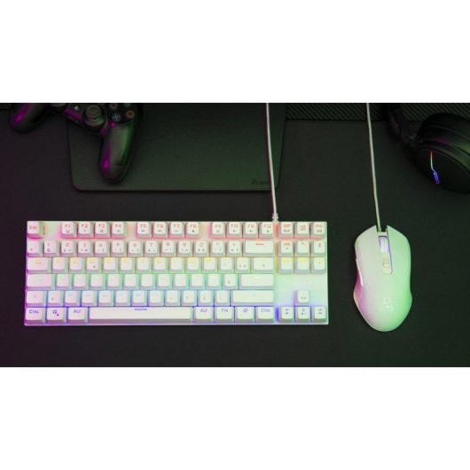 Tastatur The G-lab Combo Mercury Weiß TKL Azerty Rote Switches RGB