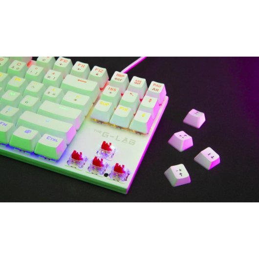 Tastatur The G-lab Combo Mercury Weiß TKL Azerty Rote Switches RGB