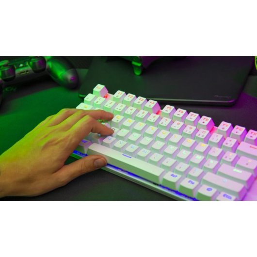 Tastatur The G-lab Combo Mercury Weiß TKL Azerty Rote Switches RGB