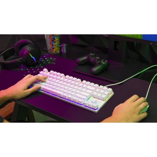 Tastatur The G-lab Combo Mercury Weiß TKL Azerty Rote Switches RGB