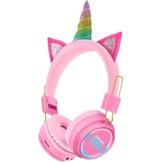 Auriculares Kids Licensing Sweet Dreams inalámbricos Bluetooth infantiles unicornio rosa con luces LED