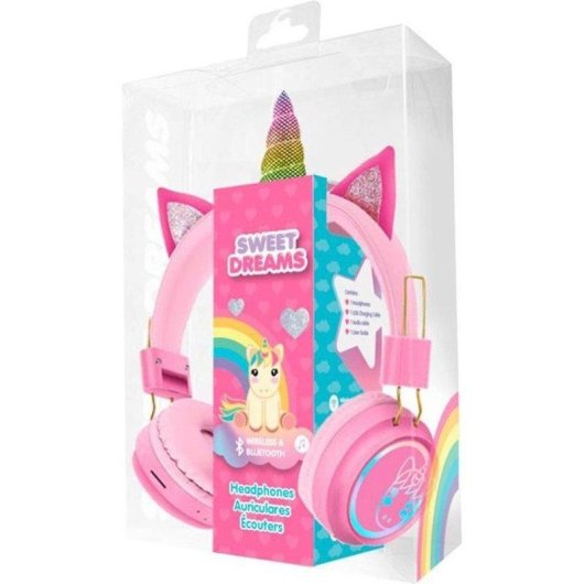Auriculares Kids Licensing Sweet Dreams inalámbricos Bluetooth infantiles unicornio rosa con luces LED