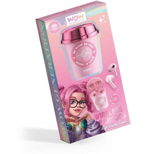 Auriculares Kids Licensing Wow Generation inalámbricos Bluetooth para niños rosa