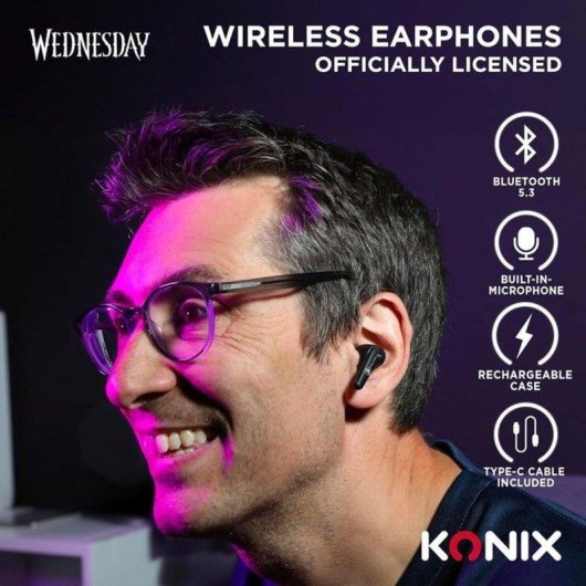 Écouteurs Konix Mercredi True Wireless Bluetooth 5.3 Intra-auriculaires Noir IPX4