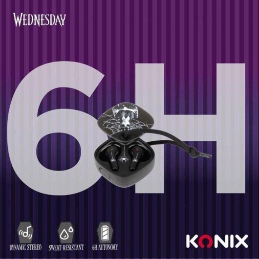 Écouteurs Konix Mercredi True Wireless Bluetooth 5.3 Intra-auriculaires Noir IPX4