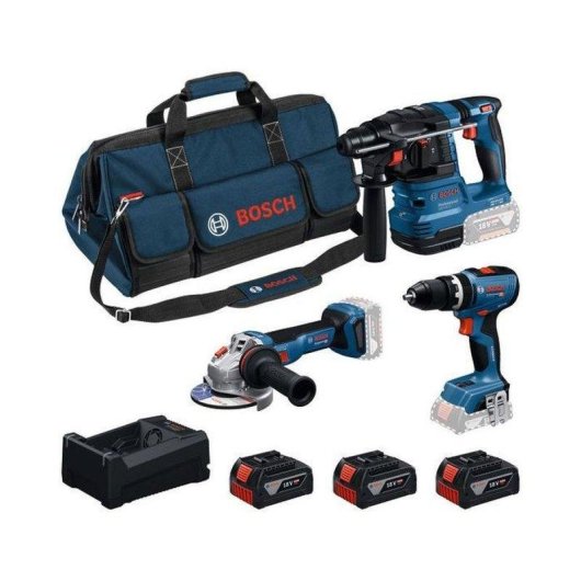 Kit Herramientas Inalámbricas Bosch Professional 18V 3 Piezas con 3 Baterías