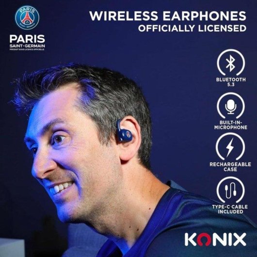 Auriculares Konix PSG inalámbricos Bluetooth 5.3 deportivos con micrófono azul
