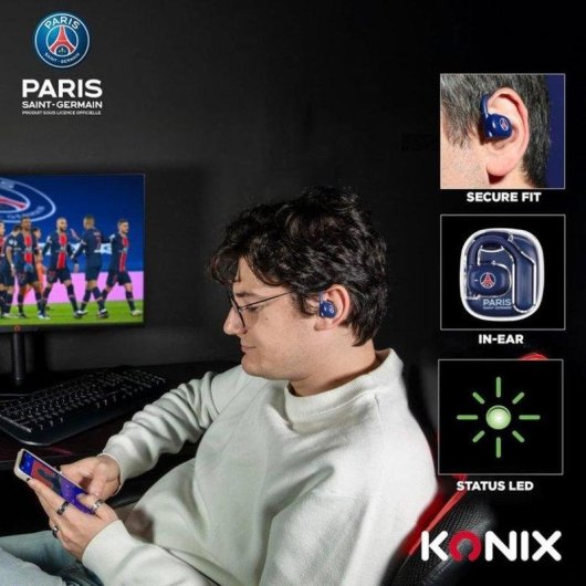 Auriculares Konix PSG inalámbricos Bluetooth 5.3 deportivos con micrófono azul