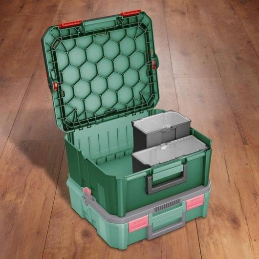 Bosch SystemBox Zubehörmodul Mittel 2/9 Stapelbar PP Klarsichtdeckel 235x105x133 mm
