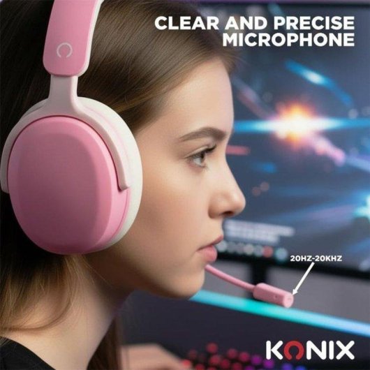 Cuffie Gaming Konix Nexus Over-ear con Microfono Flessibile Jack 3,5 mm Rosa