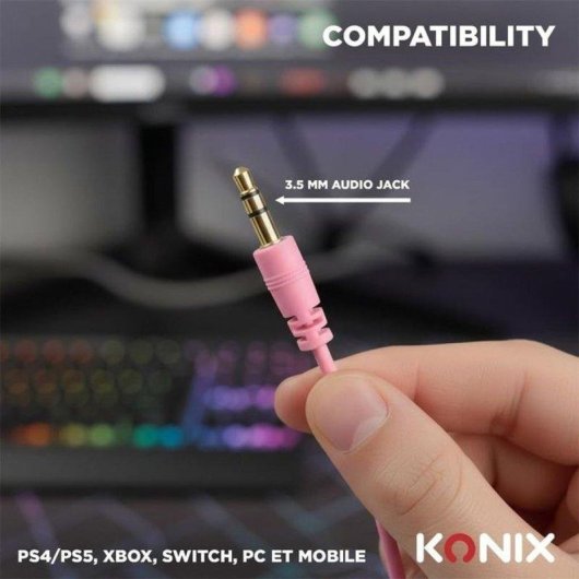 Cuffie Gaming Konix Nexus Over-ear con Microfono Flessibile Jack 3,5 mm Rosa