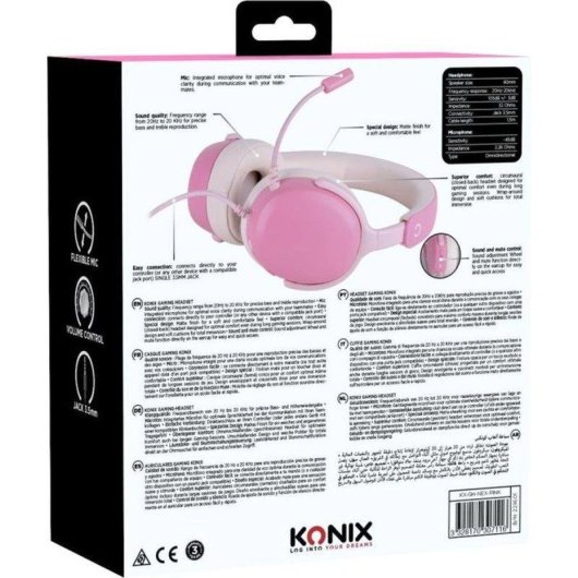 Cuffie Gaming Konix Nexus Over-ear con Microfono Flessibile Jack 3,5 mm Rosa