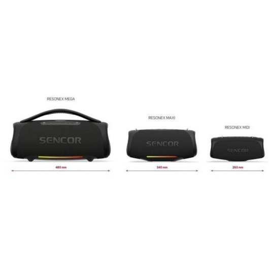Enceinte Sencor Resonex Midi Bluetooth 80W IPX7 avec LED multicolore