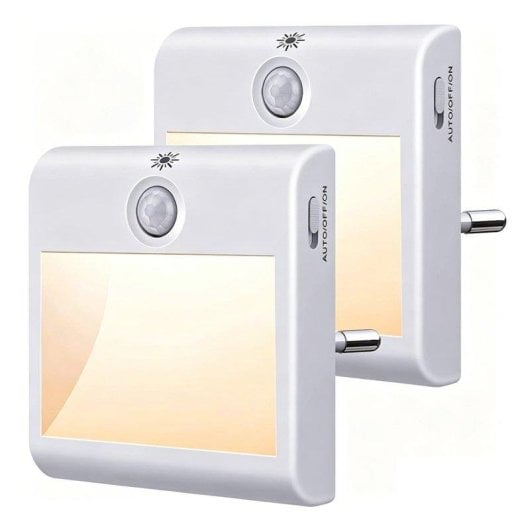 Nachtlampe Autrucker Pack 2 LED Sensor Bewegung und Dämmerung Dimmbar