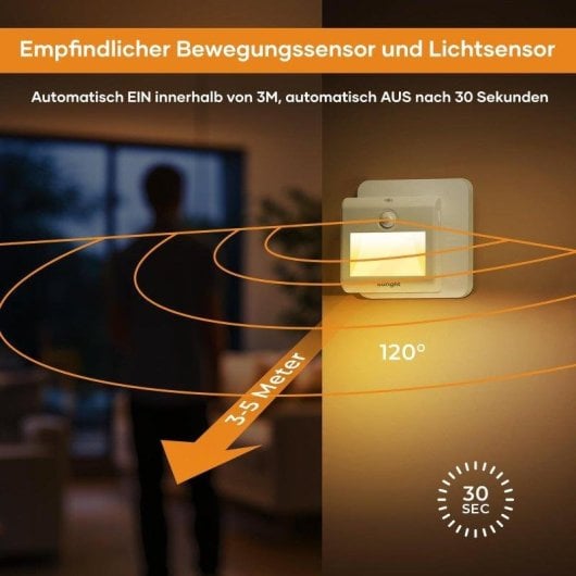 Nachtlampe Autrucker Pack 2 LED Sensor Bewegung und Dämmerung Dimmbar