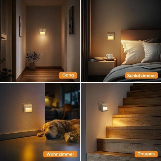 Nachtlampe Autrucker Pack 2 LED Sensor Bewegung und Dämmerung Dimmbar