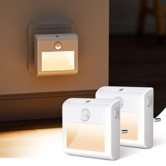 Nachtlampe Autrucker Pack 2 LED Sensor Bewegung und Dämmerung Dimmbar