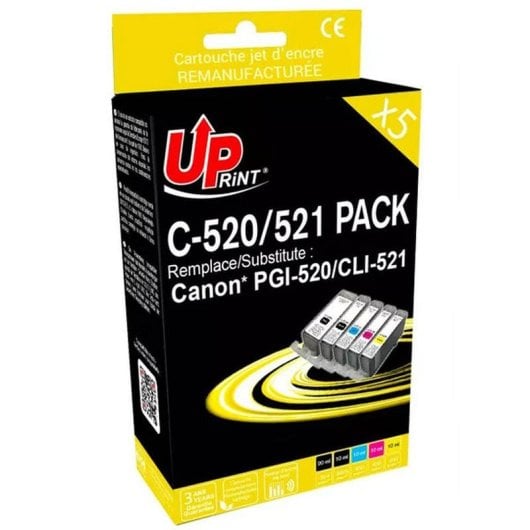 Pack 5 Cartouches UPrint Compatibles Canon PGI-520/CLI-521