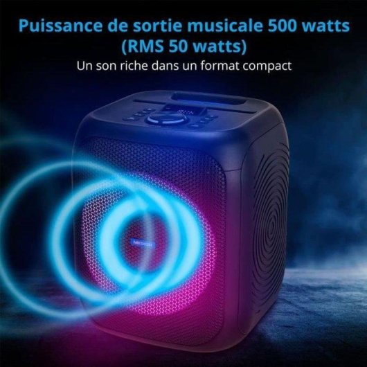 Enceinte Medion Portable Bluetooth 50W RMS avec Micro et LED Multicolore