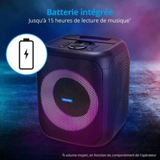 Enceinte Medion Portable Bluetooth 50W RMS avec Micro et LED Multicolore