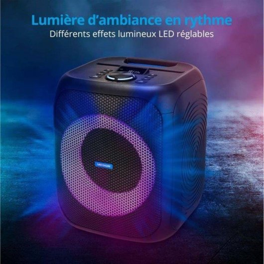 Enceinte Medion Portable Bluetooth 50W RMS avec Micro et LED Multicolore