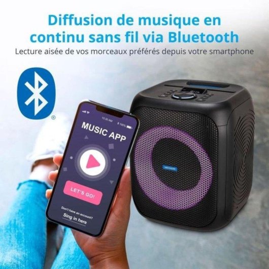 Enceinte Medion Portable Bluetooth 50W RMS avec Micro et LED Multicolore