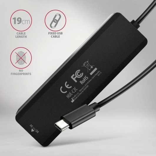 Hub Axagon 4 porte 5000 Mbit/s modello HUE-C2C con ricarica portatile