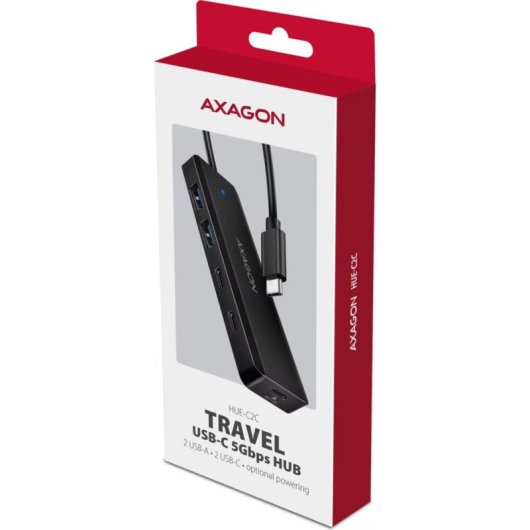 Hub Axagon 4 porte 5000 Mbit/s modello HUE-C2C con ricarica portatile
