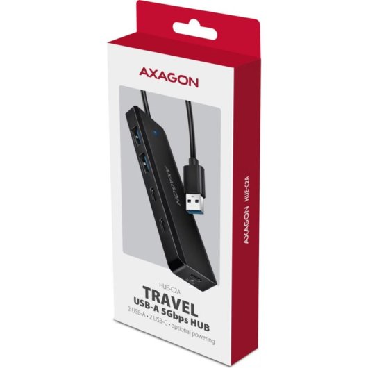 Hub Axagon 4 Ports 5000 Mbit/s Modell HUE-C2A mit tragbarer Ladefunktion