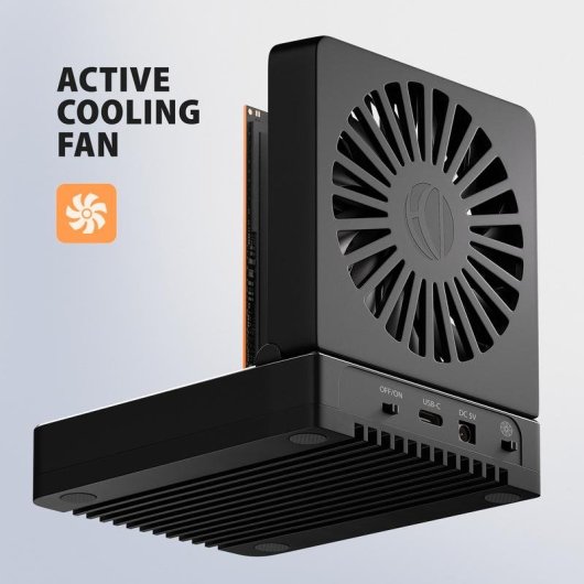 Caja para SSD Axagon ADSA-M2C22 M.2 Aluminio Negro con ventilador USB 3.2