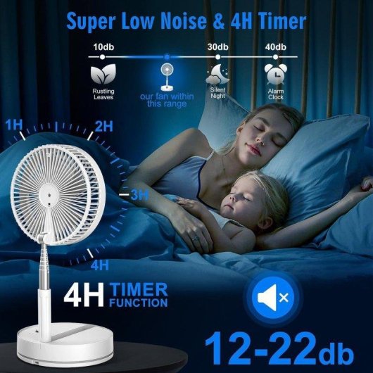 Tragbarer und Bodenventilator Faltbar Generica 7200mAh 4 Stufen Fernbedienung Timer Leise