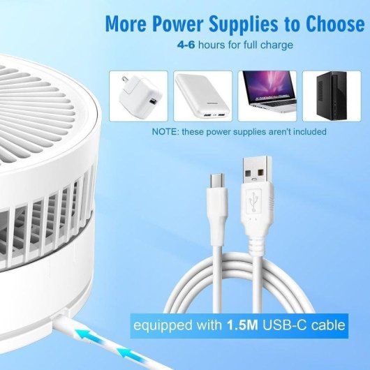 Tragbarer und Bodenventilator Faltbar Generica 7200mAh 4 Stufen Fernbedienung Timer Leise