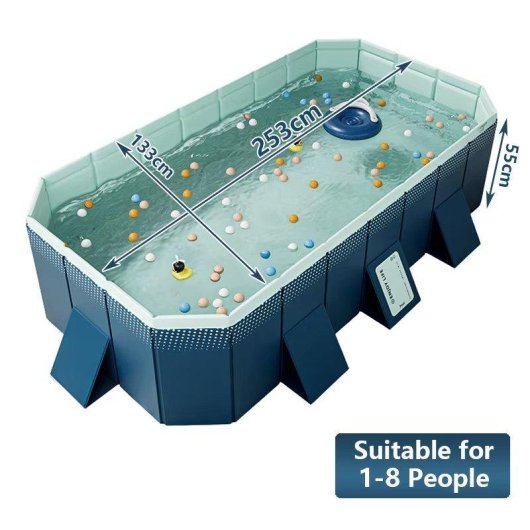 Piscina Plegable No Inflable 253 x 133 cm para Familias y Mascotas